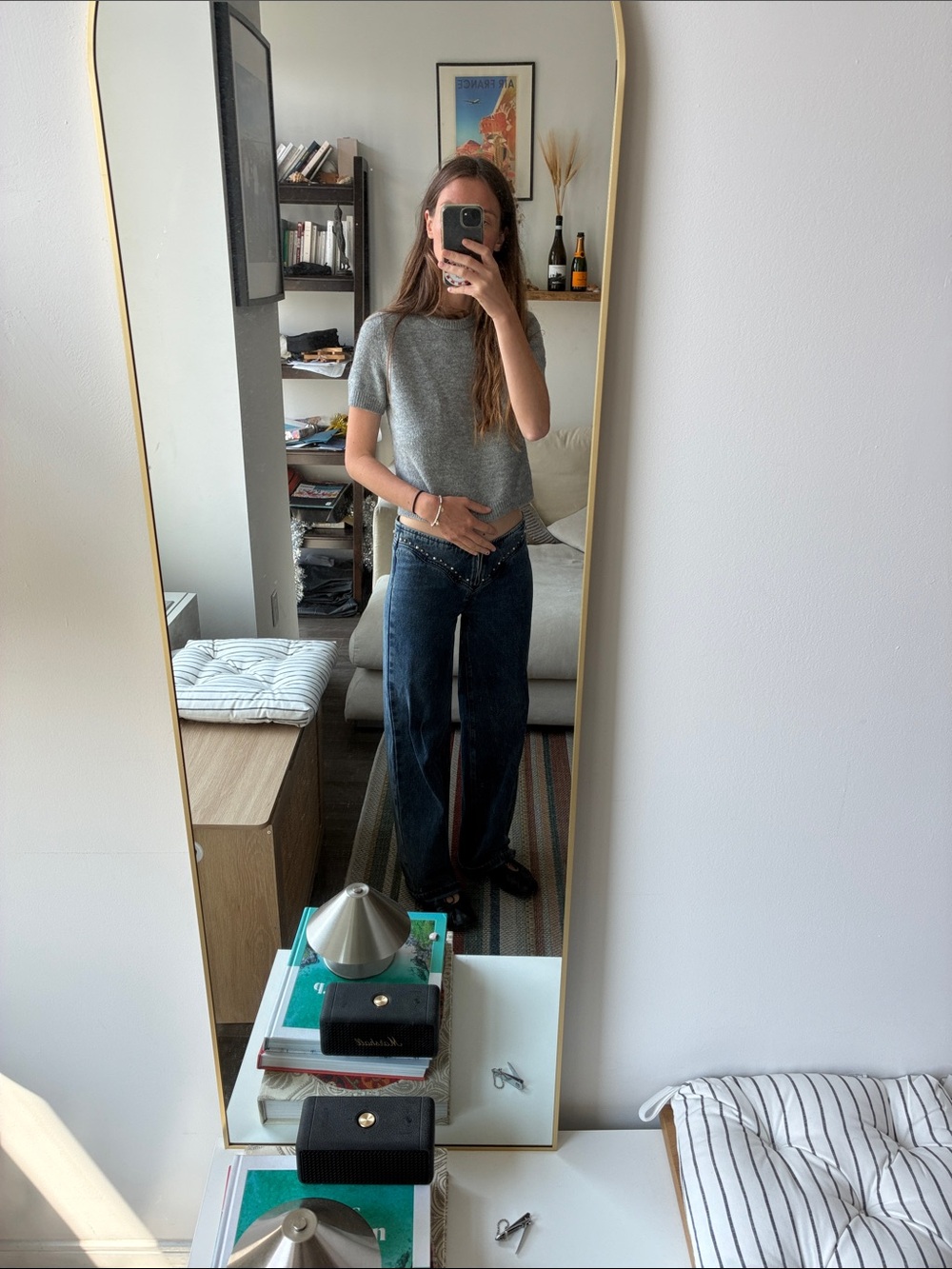NICOLI Dark Blue Wide-Leg Jeans